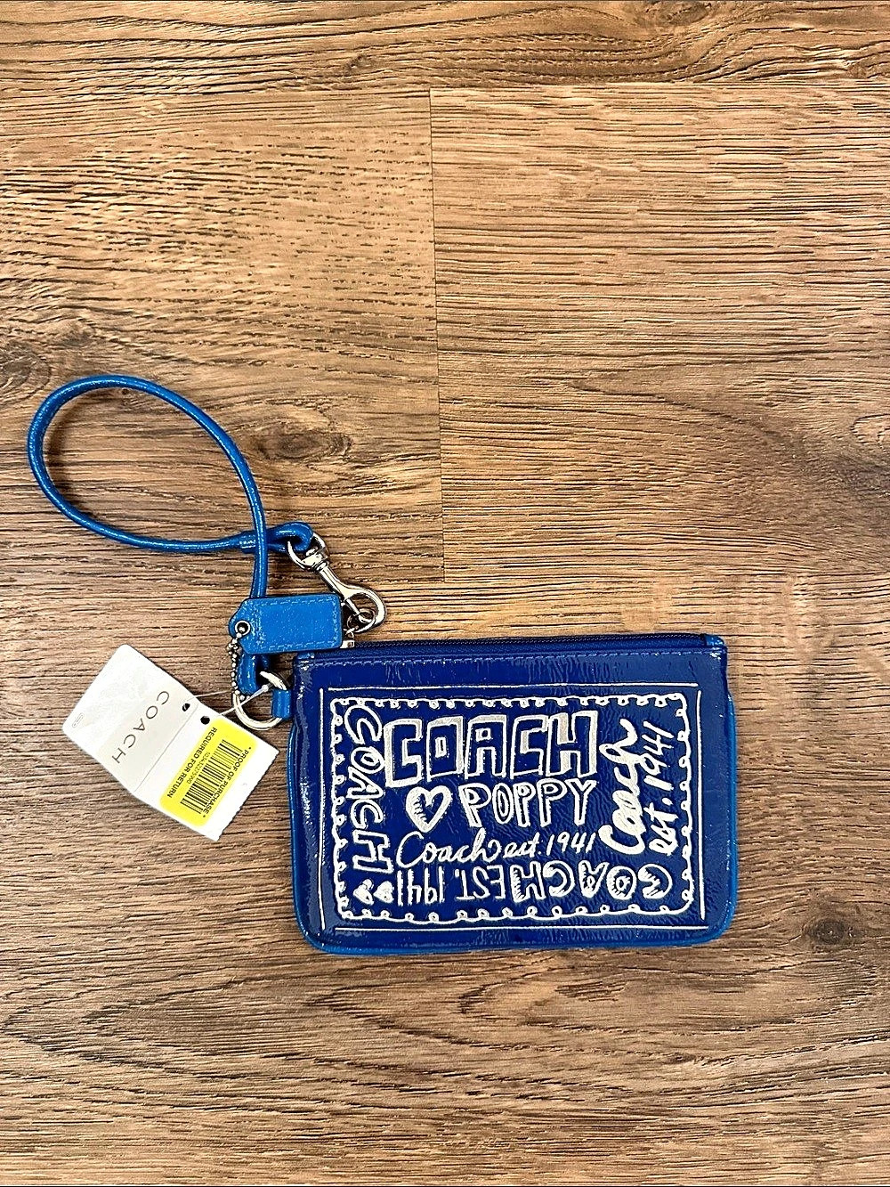 Coach Poppy Blue Wristlet NWT